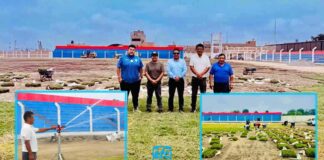 Juventud Huracán acelera trabajos con sembrado de grass en el estadio de Supe